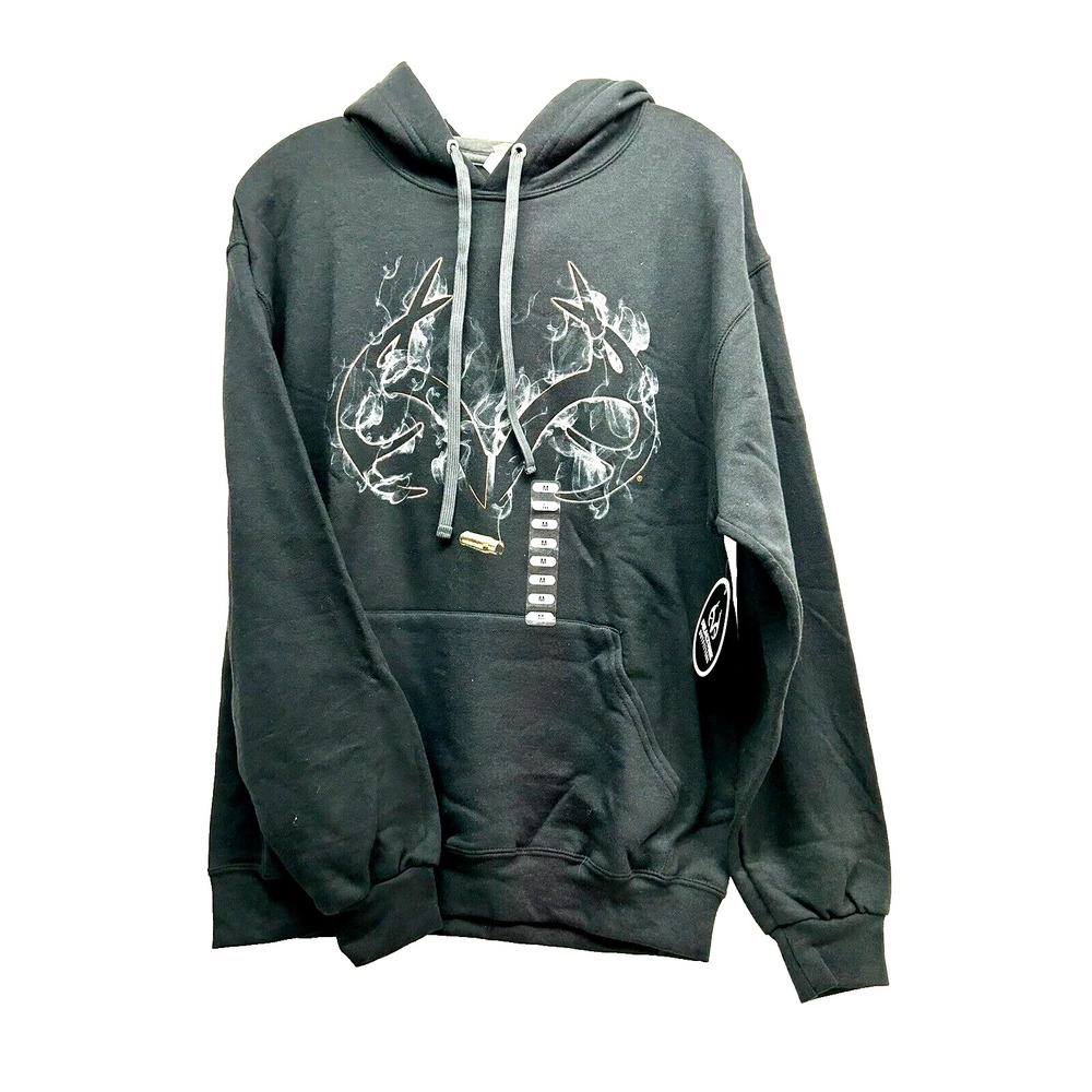 Realtree Mens Medium Black Logo Hoodie Pullover Sweatshirt NEW (D3)